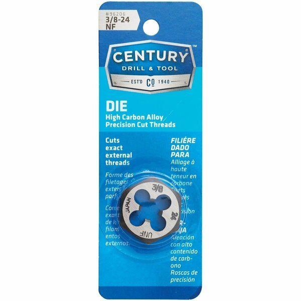 Century Drill Tool Century Drill & Tool 3/8-24 National Fine 1 In. Across Flats Fractional Hexagon Die 96206